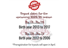 Tryout dates for the upcoming 2024/25 season